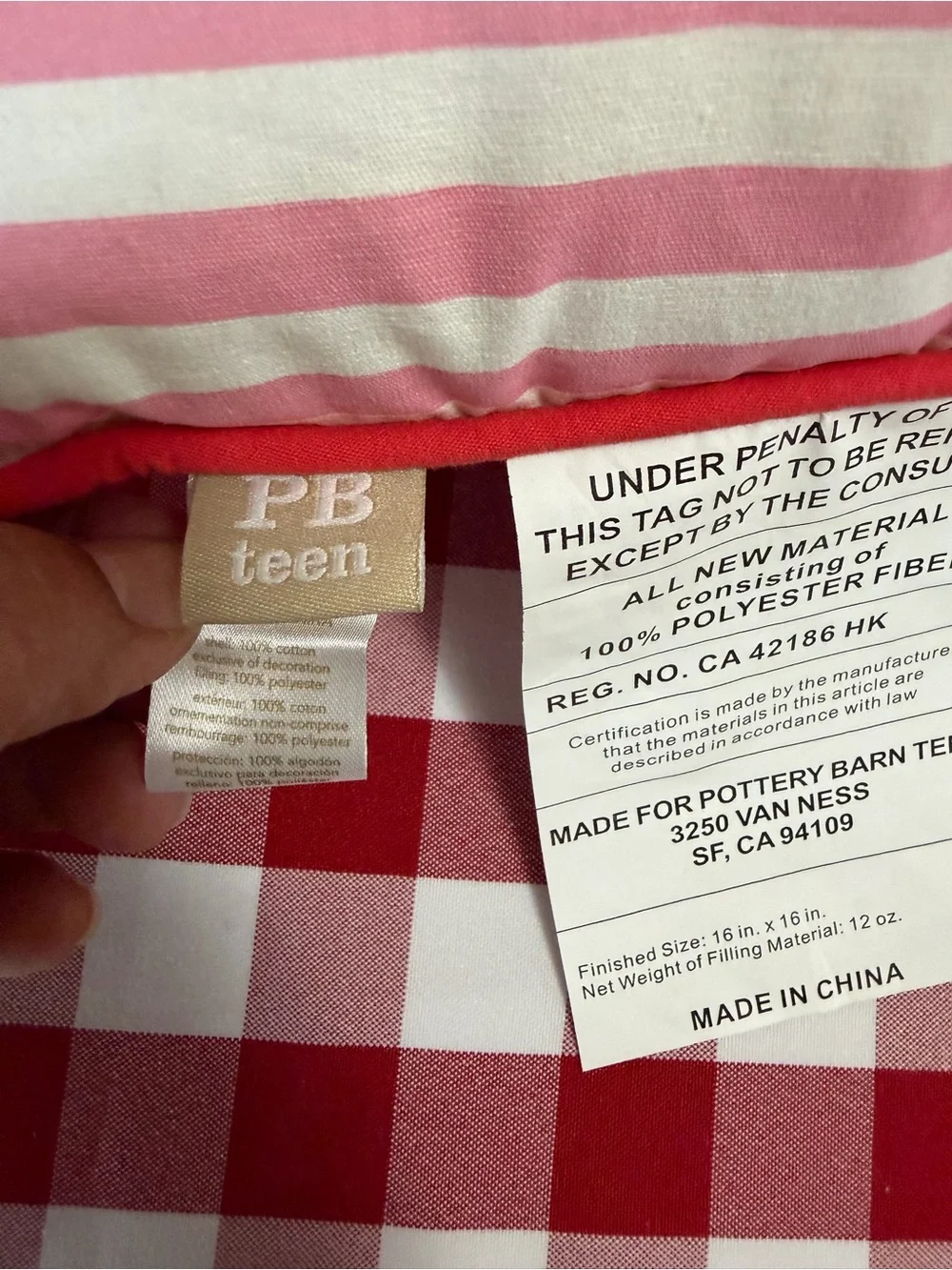 Pottery Barn Teen Queen Bee Decorative Throw Pillow - Pink, White & Navy